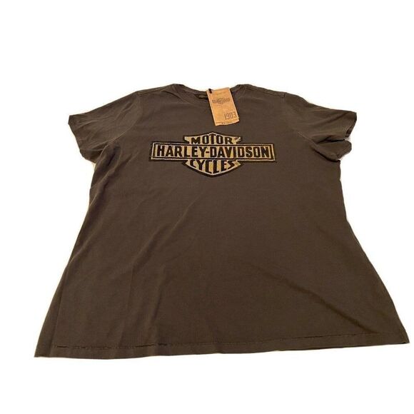Harley-Davidson Women's Flocked Logo Short Sleeve - Picture 1 of 7